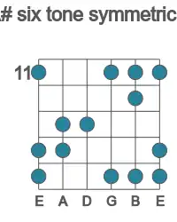 Guitar scale for six tone symmetric in position 11